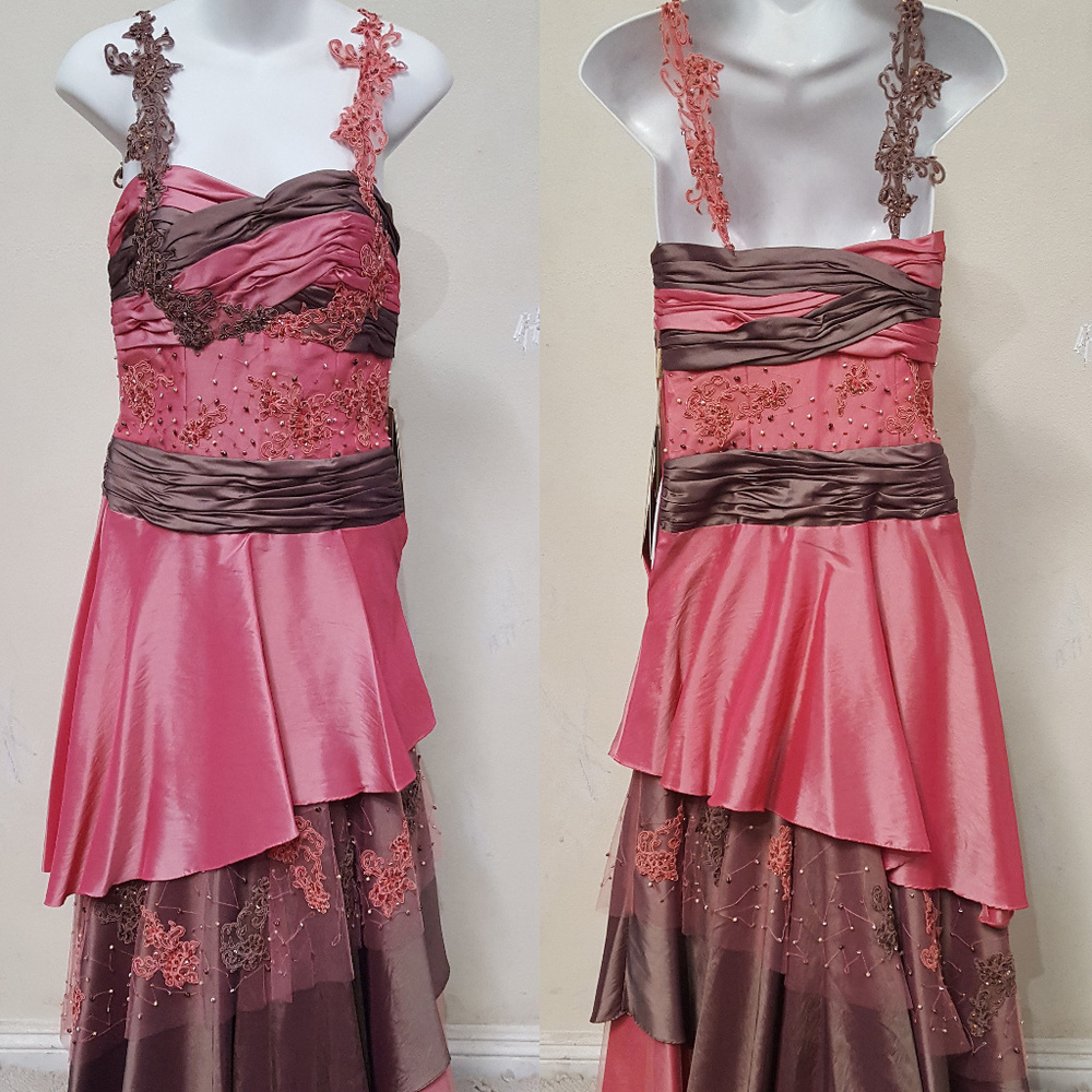 Coffee/Pink Multi Layering Dress